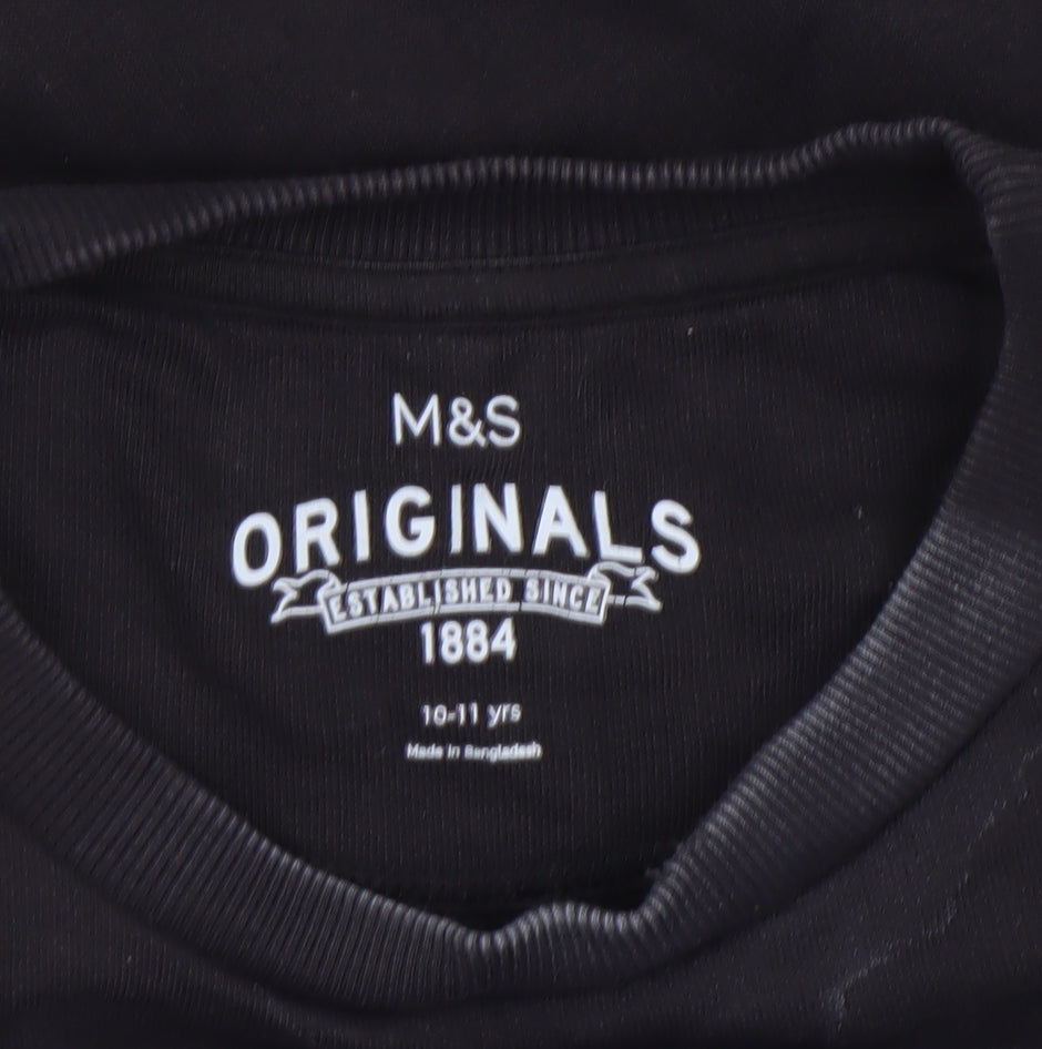 Marks & Spencer Boys Black NASA Logo Pullover Sweatshirt 10-11 Years