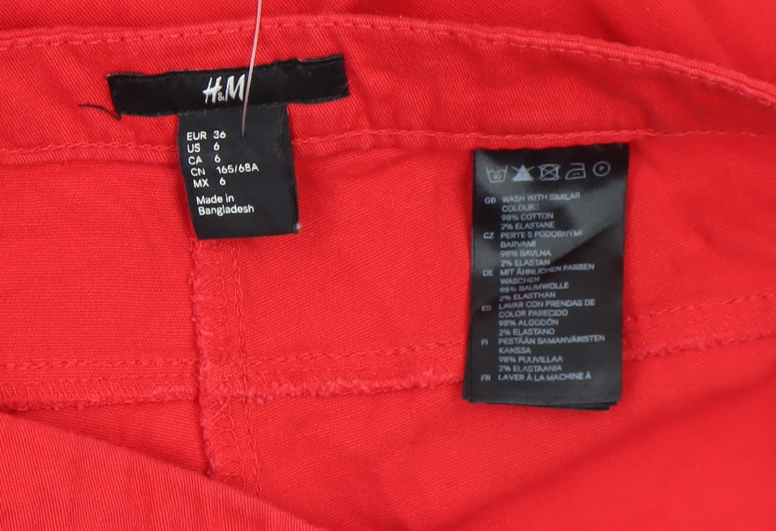 H&M Women’s Red Slim Fit Stretch Cotton Trousers Size 8