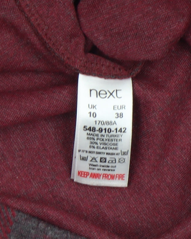 Next Women’s Red Check Long Sleeve Jersey Blouse Size 10