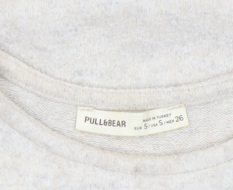 Pull&Bear Women’s Beige Long Sleeve Basic Jersey Top Size 8
