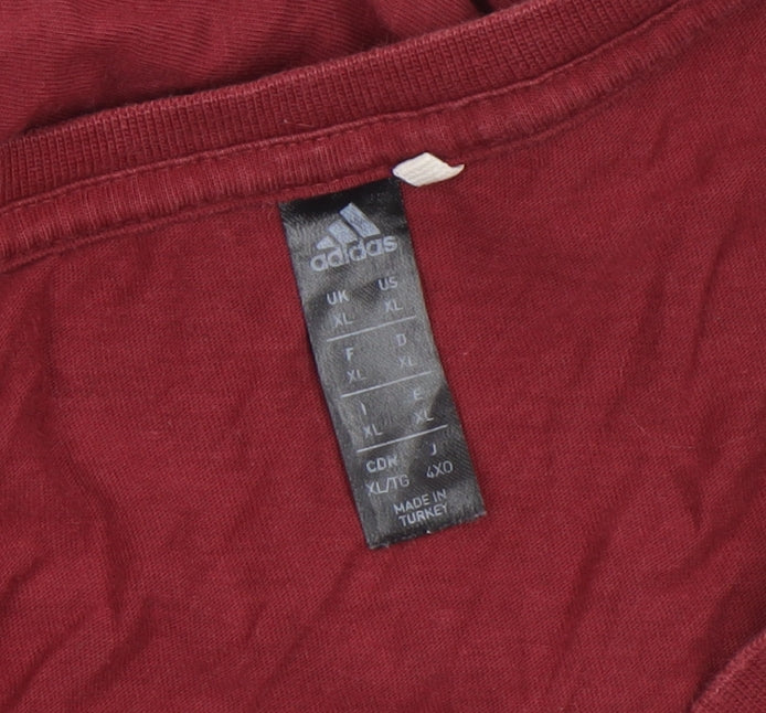 Adidas Men’s Red Cotton XL Logo Graphic T-Shirt