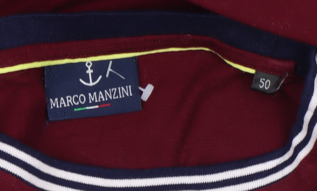 Marco Manzini Men's Red Nautical Heritage Crew Neck T-Shirt Size L