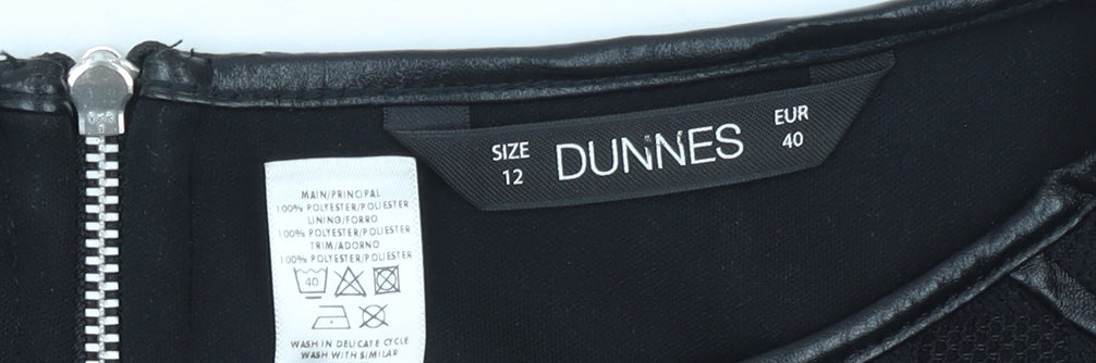 Dunnes Women Black Size 12 Sheath Dress Zip Back 3/4 Sleeve