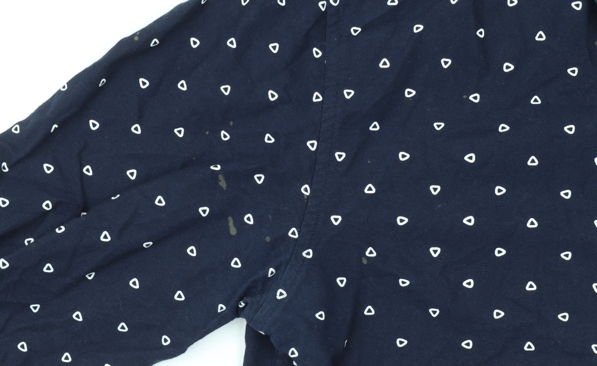 XV Kings Men’s Blue Geometric Cotton Long Sleeve Button-Up Shirt L