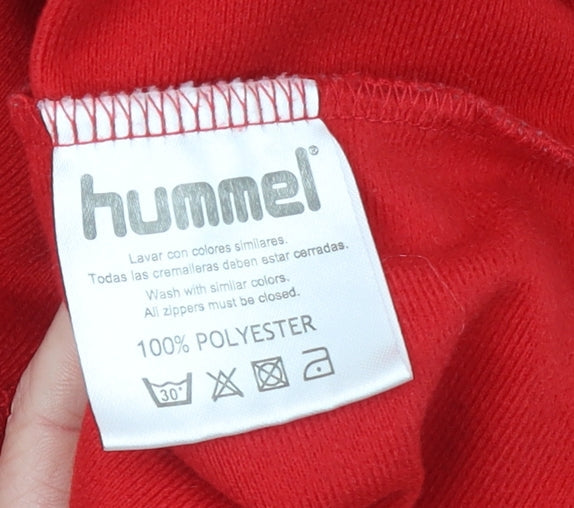 Hummel Boys Red Track Jacket 12 Years Polyester Full Zip Sports Top