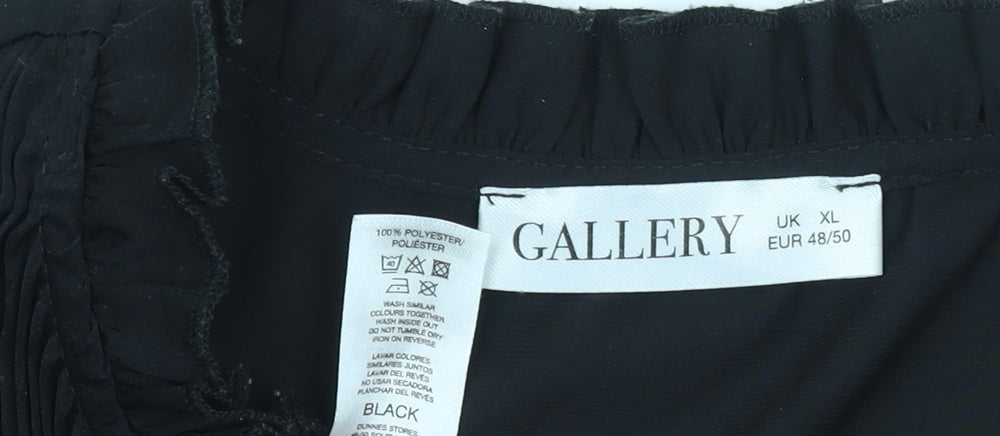 Gallery Womens Black XL Tunic Blouse Puff Sleeve High Neck