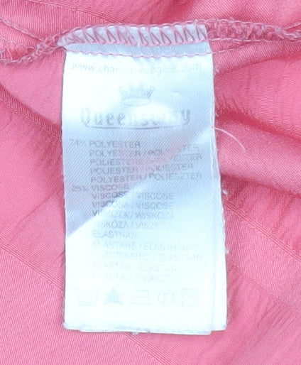 Queensway Womens Pink 3/4 Sleeve Button-Up Shirt Size 14