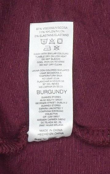 Gallery Womens Burgundy Long Sleeve Scoop Neck Stretch Blouse Size L