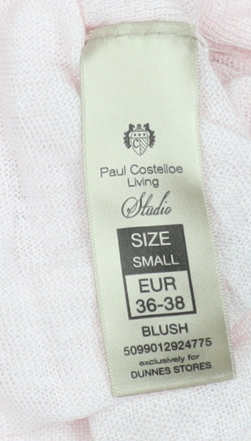 Paul Costelloe Living Women’s Blush Pink Linen V-Neck Long Sleeve Top Size S