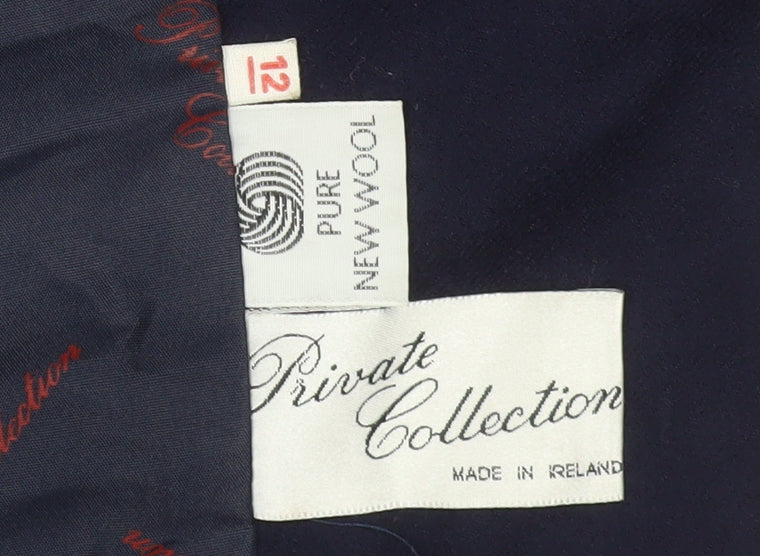 Private Collection Women's Blue Wool Double-Breasted Blazer Size 12