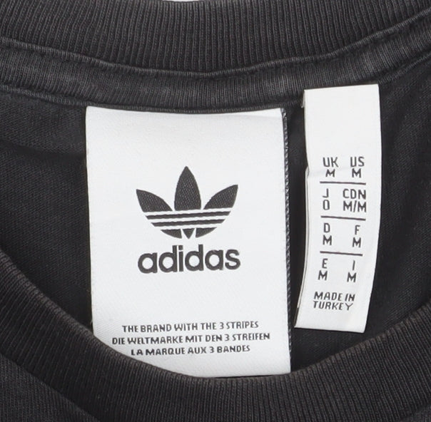 Adidas Men's Black Cotton Crew Neck Short Sleeve T-Shirt Size M