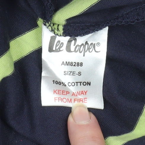 Lee Cooper Men's Blue Striped Long Sleeve Collared Polo Shirt Size S