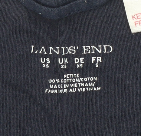 Lands' End Women's Petite Navy Blue Cotton Shift Dress XS