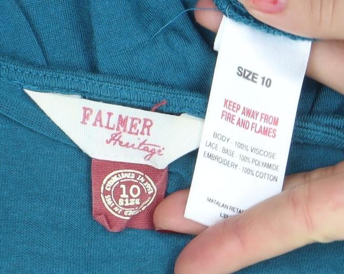 Palmer Women Blue Embroidered Lace Tunic Blouse Size 10