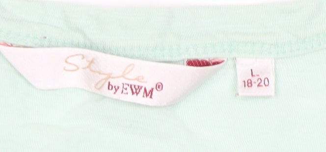 Style by EWM Womens Mint Green Short Sleeve Cotton T-Shirt L 18-20