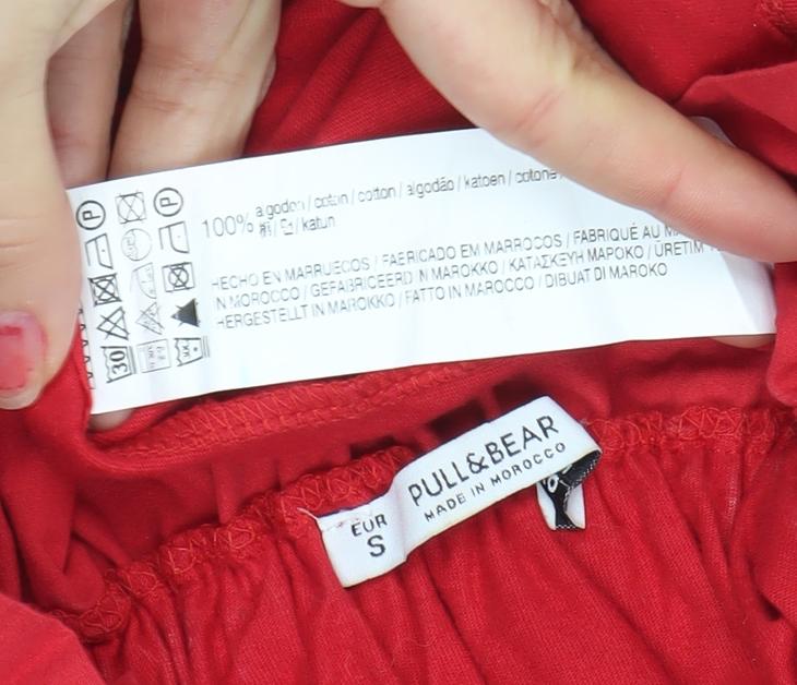 Pull&Bear Women’s Red Off Shoulder Ruffle Cotton Blouse Size S
