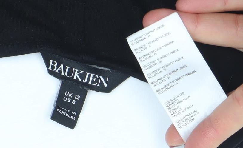 Banklen Women's Black Sleeveless Bodycon Midi Jersey Dress Size 12