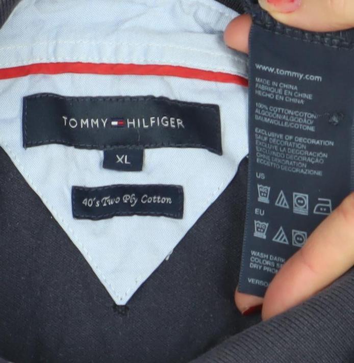 Tommy Hilfiger Men's Black Polo Shirt XL Cotton Classic Fit