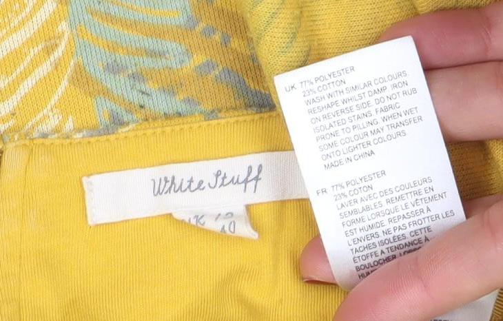 White Stuff Womens Yellow Floral Shift Dress Size 12 3/4 Sleeve