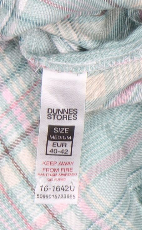Dunnes Womens Green Check Nightshirt Size 12-14 Viscose Collared