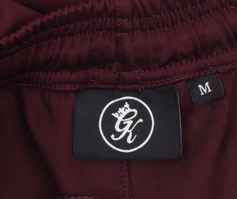GK Mens Burgundy Joggers Medium Polyester Blend Comfortable Fit