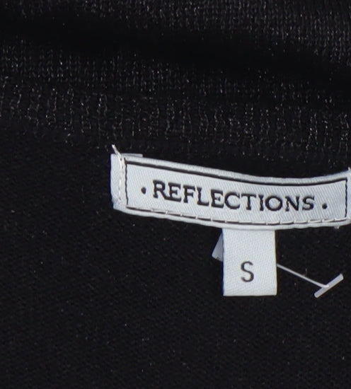 Reflections Womens Black V-Neck Long Sleeve Pullover Jumper Size S