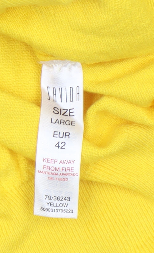 Savida Women's Yellow Crew Neck Long Sleeve Pullover Jumper Size 14