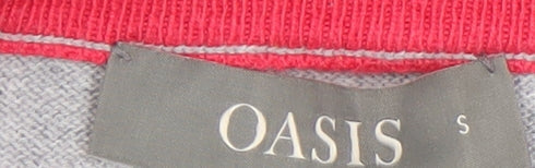 Oasis Women’s Grey Heart Crew Neck Cotton Jumper Size S