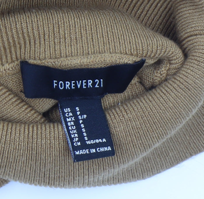 Forever 21 Women’s Brown Roll Neck Long Sleeve Knit Tunic Jumper Size S