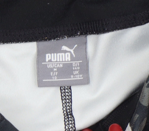 Puma Girls Black Geometric Print Activewear Leggings 9-10 Years