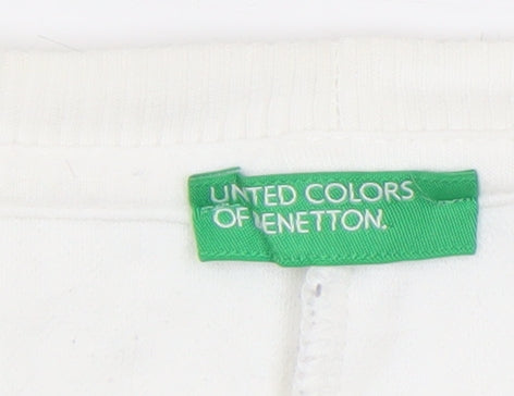 United Colors of Benetton Women White Textured Pullover Sweatshirt XS