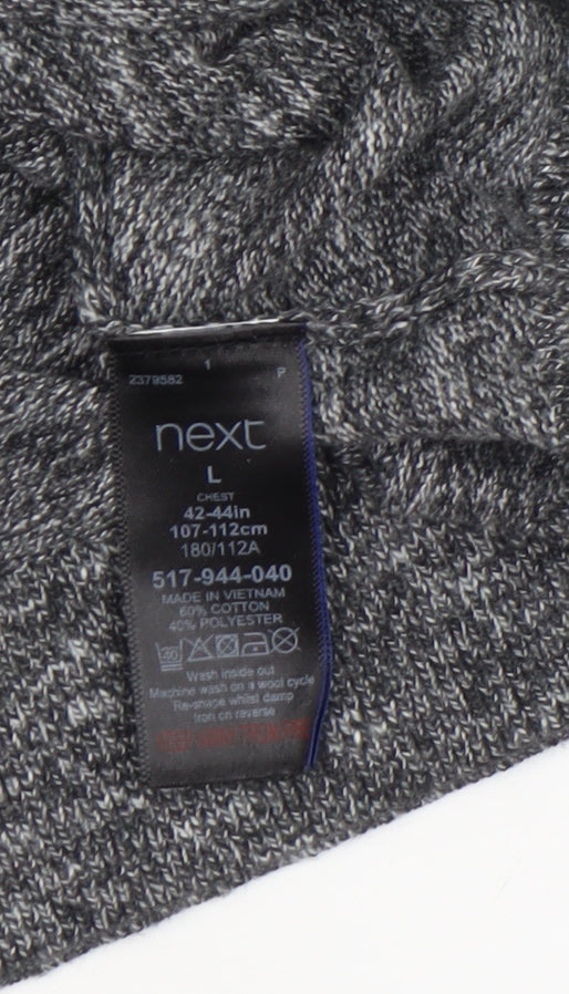 Next Men’s Grey Cotton Blend Crew Neck Pullover Jumper Size L