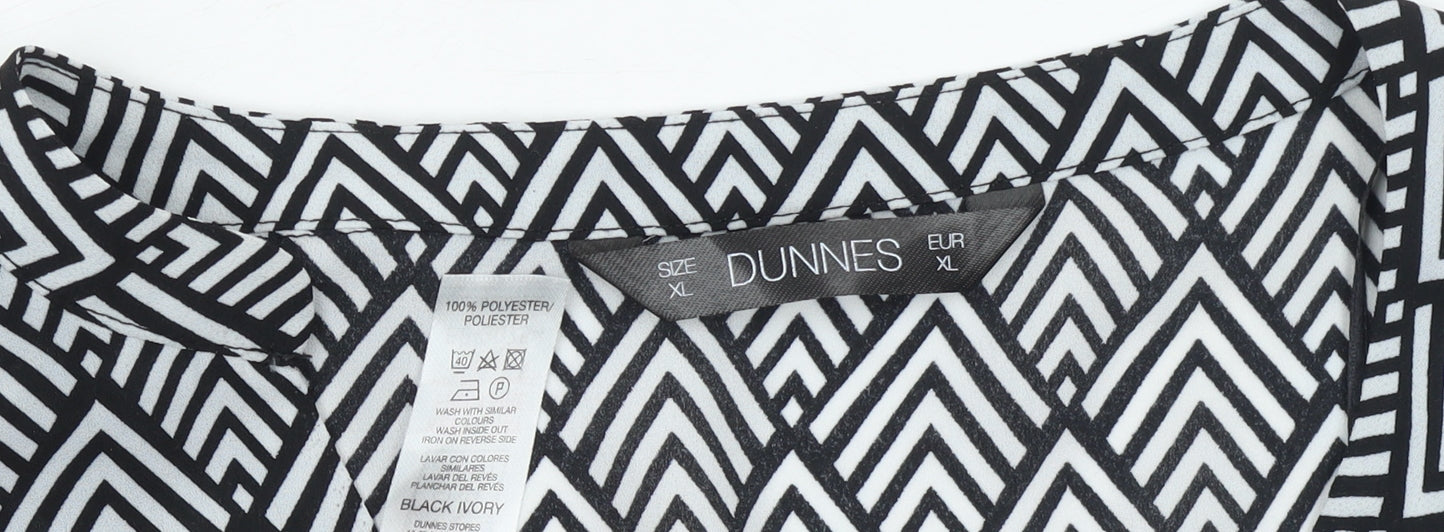 Dunnes Women’s Black Ivory Geometric Long Sleeve Blouse XL