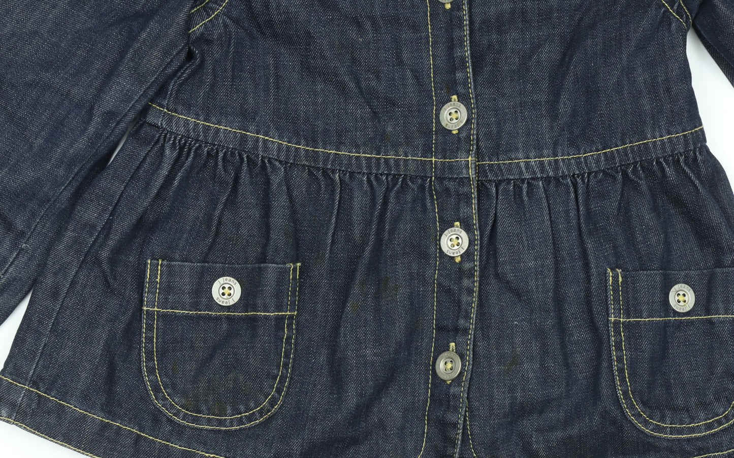 Jasper Conran Girls Blue Denim Button Jacket 7 Years Cotton Casual