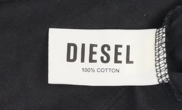 Diesel Men's Black Cotton Crew Neck Short Sleeve T-Shirt XL