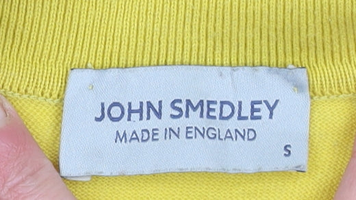 John Smedley Men's Yellow Long Sleeve Slim Fit Cotton Polo Shirt S