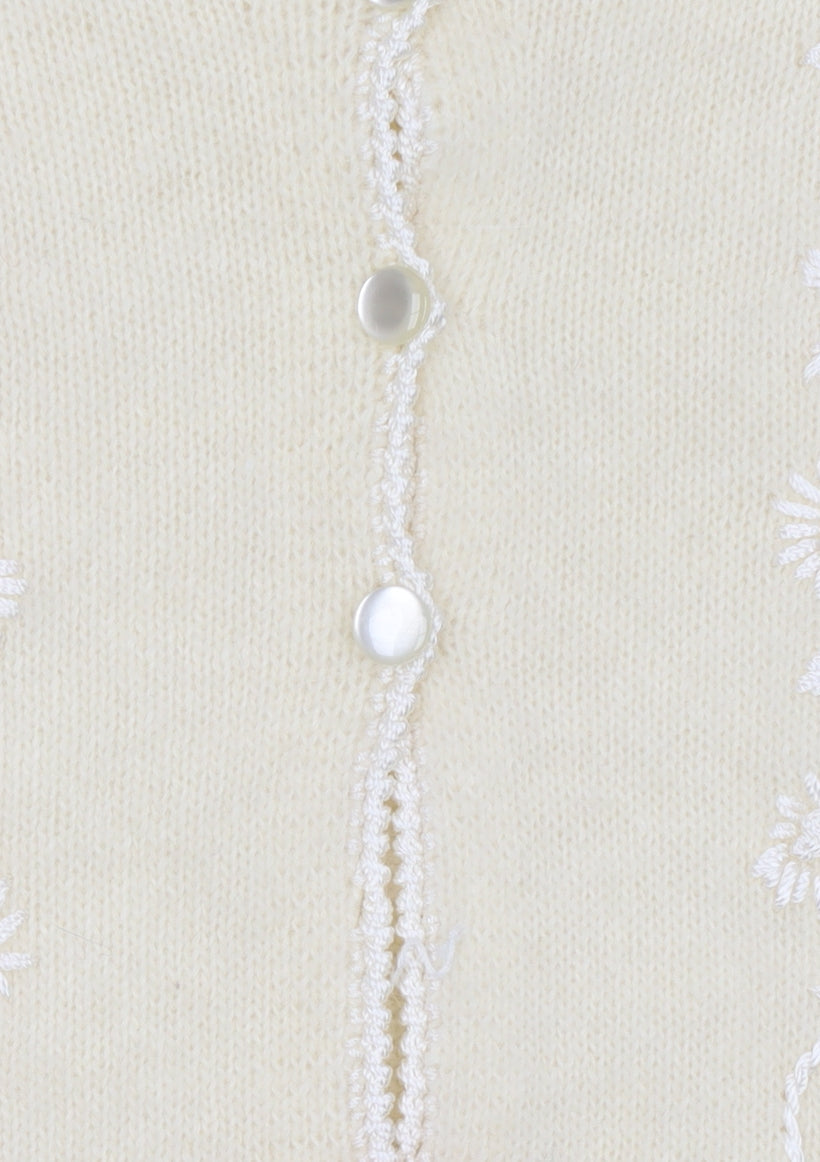 Berkertex Women Vanilla Embroidered Wool Angora Cardigan Size 10-12