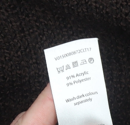 Bonmarché Women Brown Chunky Knit High Neck Pullover Jumper Size L