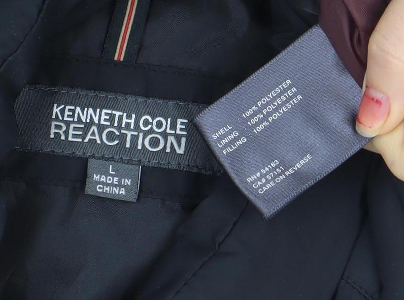 Kenneth Cole Reaction Men's Black L Puffer Jacket Winter Polyester Zip