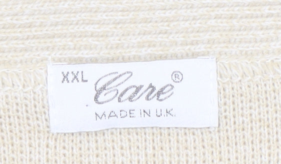 Care Womens Beige 2XL Knit Cardigan Lightweight V-Neck Jumper