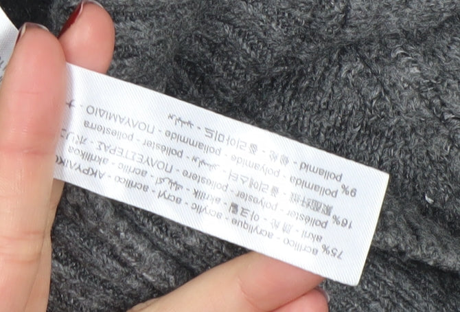 Zara Women Grey Wool Roll Neck Knit Jumper Size M