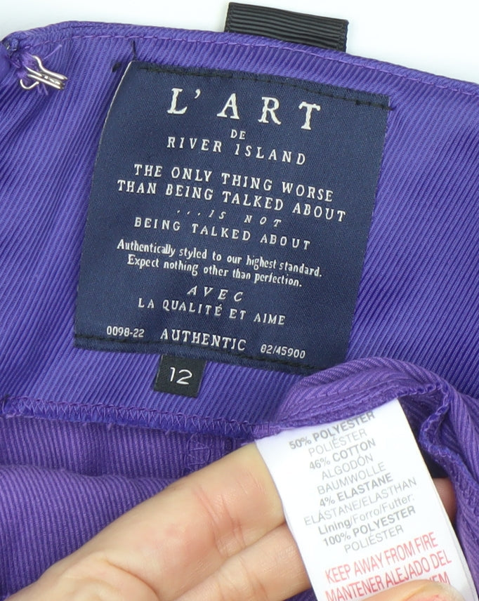River Island Women Purple One Shoulder Ruffle Satin Blouse Size 12