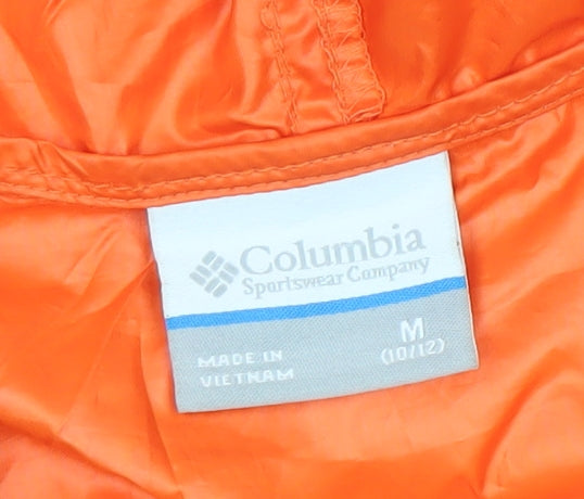 Columbia Boys Orange Windbreaker Jacket Hooded Lightweight 10-12 Years