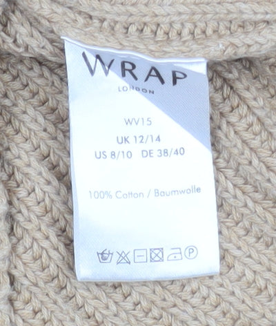 Wrap London Unisex Beige Cotton Full Zip Jumper Medium
