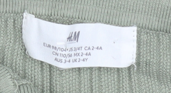 H&M Women’s Green Short Sleeve Knit Cotton Polo Top Size 2-4