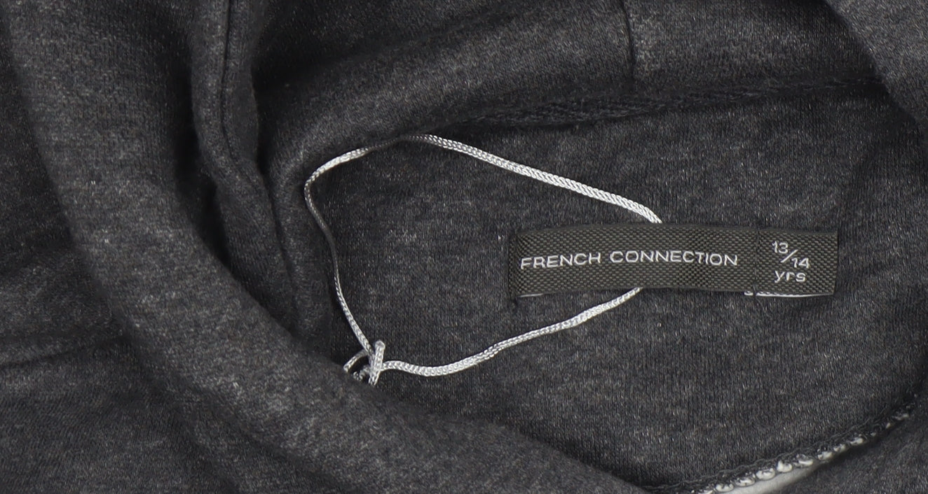 French Connection Boys Charcoal Pullover Hoodie Size 13-14 Years Cotton Blend