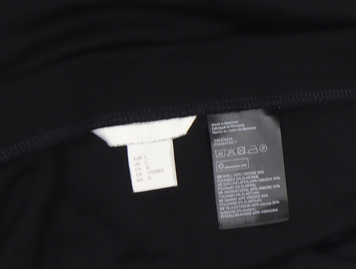 H&M Women Black Wrap Ruffle Short Skirt Size L Viscose