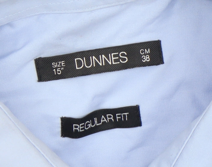 Dunnes Men’s Blue Regular Fit Long Sleeve Formal Dress Shirt 15” Collar