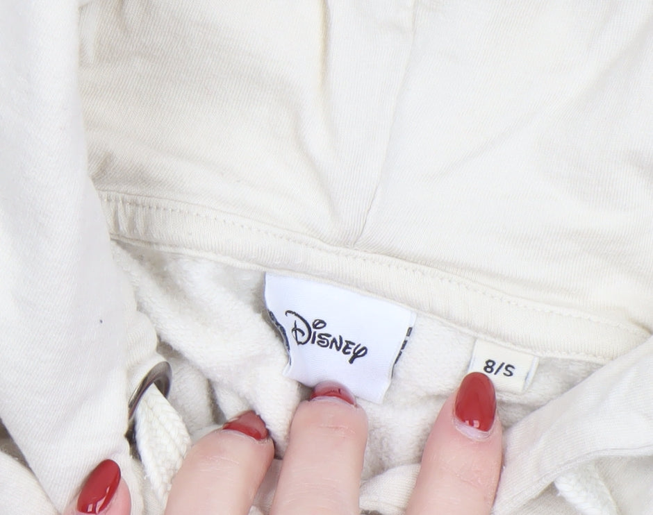 Disney Womens Beige Mickey Mouse Pullover Hoodie Size S