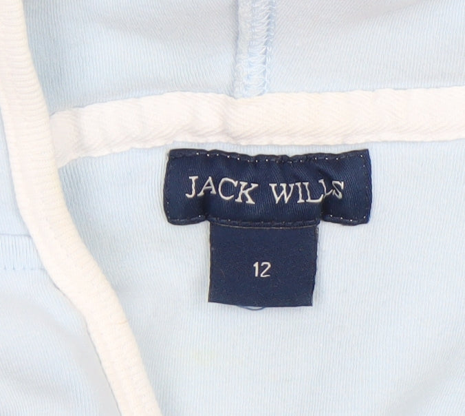 Jack Wills Women's Light Blue V-Neck Pullover Hoodie Size 12
